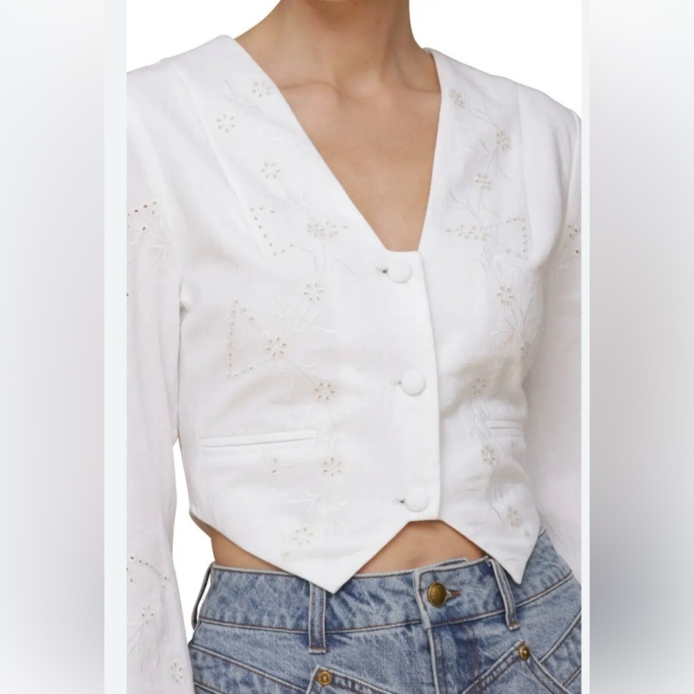 Avec Les Filles Eyelet Embroidery Crop Cotton Top Size M $128